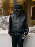 FIVE CM棒球服pu皮皮衣夾克外套男士冬季防風(fēng)休閑戶(hù)外機能外衣 黑色 2XL 曬單實(shí)拍圖