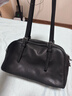 裘真植鞣頭層羊皮悠悠保齡球包女復古休閑大容量手提單肩包 黑色肩帶款-羊皮 曬單實(shí)拍圖