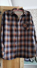 馬登工裝搖粒絨格紋襯衫外套男美式復古格子加絨保暖男士長(cháng)袖襯衣春冬 藍棕色 【袖子不加絨】 L 曬單實(shí)拍圖