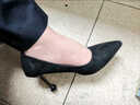 儷韻小屋（LiYunHouSe）尖頭細跟黑色淺口單鞋女202春夏季韓版絨面高跟鞋女43大碼 黑色細跟9厘米 43 曬單實(shí)拍圖