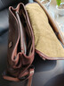 裘真【宋佳同款】植鞣羊皮信使雙肩包大容量上班通勤休閑背包新款 咖啡色-小號 曬單實(shí)拍圖