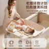優(yōu)樂(lè )博（ULOP）嬰兒床移動(dòng)拼接寶寶床一鍵折疊多功能帶尿布臺新生兒搖籃搖搖床 航空鋁柱+5A級抗菌面料/星河金 哄睡神器嬰兒用品活動(dòng)送椰棕床墊 曬單實(shí)拍圖