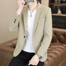 羅蒙（ROMON）高檔輕奢針織西服男士外套春秋商務(wù)休閑修身單西中青年小西裝男 單扣2376卡其色 (針織面料) XL 碼(建議120-135斤) 曬單實(shí)拍圖