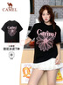 駱駝（CAMEL）冰皮T神小雛菊短袖T恤棉感寬松休閑上衣 C36BAXLN023A 幻影黑 L 曬單實(shí)拍圖