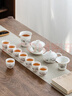 金鑲玉功夫茶具整套裝陶瓷茶壺杯送人禮品盒高檔羊脂玉白瓷 勝境 曬單實(shí)拍圖