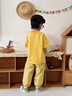 嘟嘟家兒童夏季套裝寬松男童短袖T恤上衣卡通女童夏裝休閑褲寶寶兩件套 奶黃色 110 曬單實(shí)拍圖