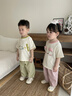 嘟嘟家兒童夏季套裝寬松男童短袖T恤上衣卡通女童夏裝休閑褲寶寶兩件套 山茱萸粉 110 曬單實(shí)拍圖