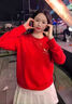 雷薩狼餐飲工作服圓領(lǐng)衛衣定制印logo秋冬奶茶火鍋飯店餐廳服務(wù)員工裝女 【長(cháng)絨棉/薄款】CY-8801圓領(lǐng)衛衣大紅色 L 曬單實(shí)拍圖