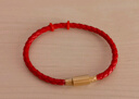 周大福 男款 不銹鋼扣手繩/皮繩 紅色 20cm YB19 曬單實(shí)拍圖