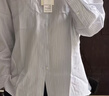 優(yōu)衣庫合作款/男裝女裝寬松條紋襯衫/長(cháng)袖襯衣482454 61 水藍色 S 曬單實(shí)拍圖