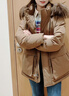 哈吉斯（HAZZYS）女裝 冬季女士休閑毛領(lǐng)款戶(hù)外羽絨服女ASFSU0CDU31 棕色BW M (160/84A 38) 曬單實(shí)拍圖