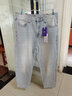 AEMAPE美國蘋(píng)果四季淺色哈倫牛仔褲男無(wú)彈力直筒寬松大碼九分褲百搭潮流 淺藍色 36 曬單實(shí)拍圖