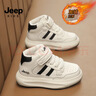 Jeep吉普兒童運動(dòng)鞋2026新款高幫鞋男童板鞋魔術(shù)貼春秋女童皮面童鞋子 白色（加絨） 30 鞋內長(cháng)約19.2cm 曬單實(shí)拍圖