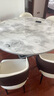 魯菲特大理石餐桌 意式輕奢微晶石高級感餐桌家用4-6人可伸縮飯桌餐桌椅 水墨畫(huà)桌面/金屬灰框架+太空椅 1.5m  一桌六椅 曬單實(shí)拍圖