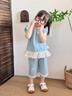 班喜迪女童套裝夏裝2026新款時(shí)髦洋氣寶寶無(wú)袖上衣褲子兒童夏季衣服童裝 藍色 100 曬單實(shí)拍圖