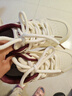 回力（Warrior）官方小白鞋女鞋春季板鞋女士低幫餅干鞋皮面休閑鞋子女 米紅 36 曬單實(shí)拍圖