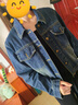 親素（KINNSU）春季新款休閑牛仔外套女春秋款寬松韓版復古港風(fēng)短款小個(gè)子上衣女 牛仔藍 S 【80-95斤】 曬單實(shí)拍圖