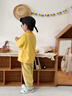 嘟嘟家兒童夏季套裝寬松男童短袖T恤上衣卡通女童夏裝休閑褲寶寶兩件套 奶黃色 110 曬單實(shí)拍圖