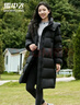 雪中飛（SNOWFLYING）羽絨服女士中長(cháng)款2025冬季新款時(shí)尚甜美花苞袖直筒保暖外套 曬單實(shí)拍圖