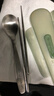 樂(lè )扣樂(lè )扣（LOCK&LOCK）304不銹鋼筷子勺子套裝餐具收納盒 便攜餐具盒裝2件套 淺豆綠 曬單實(shí)拍圖