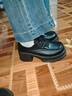 啄木鳥(niǎo)粗跟小皮鞋女2026新款春秋復古增高小皮鞋松糕軟底英倫風(fēng)樂(lè )福鞋女 黑色 37 (235mm) 曬單實(shí)拍圖