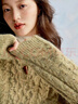 茵曼（INMAN）2025冬季女裝新款溫柔花紗絞花肌理毛衣半開(kāi)襟套頭寬松針織衫 松花綠 L 曬單實(shí)拍圖