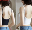 浪莎（LangSha）美背文胸一體卡卡U型美背小吊帶收腹運動(dòng)背心露背性感裹胸抹胸女 2件裝吊帶款[黑色+白色] 均碼 加大碼 120-150斤 曬單實(shí)拍圖
