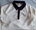 優(yōu)衣庫女裝棉莫代爾混紡POLO領(lǐng)拼色針織衫/短袖毛衣26新款485224 01 乳白色 2XL 曬單實(shí)拍圖