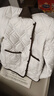 小香風(fēng)撞色翻領(lǐng)菱格羽絨棉服女冬季韓版輕薄夾棉保暖棉衣短款外套 白色 3XL 【115-130斤】 曬單實(shí)拍圖