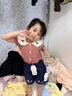 幼歌（YOUGE）嬰幼繡花娃娃領(lǐng)泡泡袖短袖襯衫甜美上衣 牛仔藍短褲 110 cm 曬單實(shí)拍圖