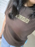 伊芙麗（eifini）朱珠代言百搭撞色字母印花灰色短袖T恤女秋季新款上衣 可咖棕 M 曬單實(shí)拍圖