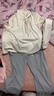 芭菲悅初中學(xué)生春秋季套裝女孩少女短款長(cháng)袖衫春秋兩件套韓版衣服 米白色+灰色褲 150 S（150） 曬單實(shí)拍圖