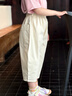 嘟嘟家【100%棉】?jì)和兠薨朔盅澫目钅型澴虞p薄夏裝女童氣球褲純色潮 奶油白 130 曬單實(shí)拍圖