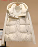 鴨鴨羽絨馬甲女外穿2025秋冬新款時(shí)尚連帽坎肩馬夾背心百搭羽絨服外套 米白色 XL 曬單實(shí)拍圖