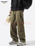 Homlean美式純棉休閑褲男春夏小眾潮牌復古寬松工裝長(cháng)褲子HS60卡其色XL 曬單實(shí)拍圖