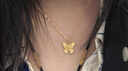 周六福蝴蝶黃金項鏈女吊墜生日禮物計價(jià)A0613726約4.12g40+5cm 曬單實(shí)拍圖