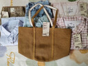 MUJI 紙編 托特包 挎包 女包 包包 輕便 手提包編織包通勤 淺棕色 大 底部直徑25*高25cm 曬單實(shí)拍圖
