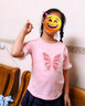 G.DUCK HELLO小黃鴨亮片蝴蝶純棉女童短袖t女孩夏季童裝洋氣兒童衣服上衣T恤 粉紅色 100 cm 曬單實(shí)拍圖