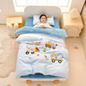 紅蜻蜓（RED DRAGONFLY）冬季幼兒園三件套加絨床單被套三件套加厚牛奶絨被套全套一整套 工程車(chē)【A類(lèi)加厚牛奶絨 精美毛巾繡 抗靜電不掉絨】 床單款 三件套【被套120*150 墊套：60*13 曬單實(shí)拍圖