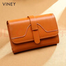 viney牛皮女士錢(qián)包折疊短款零錢(qián)包高檔證件卡包一體品牌大容量錢(qián)夾皮夾 曬單實(shí)拍圖