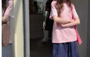 ADIPRENE阿迪達斯三葉草純棉短款套裝女夏季多巴胺短袖t恤大碼寬松 阿迪達斯櫻花粉短套 S 【80-105斤】 曬單實(shí)拍圖