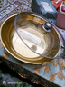 廚房烘焙特厚加厚不銹鋼和面盆廚房家用火鍋盆洗菜打蛋湯鍋盆 【加厚款】土豪金色 不銹鋼和面盆32cm 【帶蓋】 曬單實(shí)拍圖