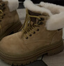 他她（TATA）加絨厚底馬丁靴女靴子戶(hù)外保暖短靴冬季新款CGN01DD4 黃/米白（仿毛里） 40 曬單實(shí)拍圖