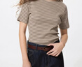 優(yōu)衣庫女裝羅紋船領(lǐng)條紋T恤/五分袖26春夏新款486466 31 米色 L 曬單實(shí)拍圖