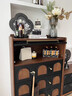 和諧都匠復古實(shí)木家具斗柜客廳靠墻沙發(fā)柜收納電視柜邊柜臥室床尾柜中古風(fēng) 斗柜 胡桃色+黑色 曬單實(shí)拍圖