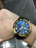 POEDAGAR瑞士正品男士手表奢華防水時(shí)尚韓版雙日歷夜光潮流手表男石英腕表 810間金殼藍面皮帶款 41mm 曬單實(shí)拍圖