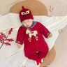G.duck小黃鴨嬰兒衣服春秋季滿(mǎn)月百天男寶寶周歲禮服國風(fēng)小馬連體衣爬服 紅色 80cm 80尺碼建議6-9個(gè)月14-20斤cm 曬單實(shí)拍圖
