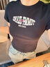 TOMMY JEANS26春夏新款女裝性感辣妹羅紋修身上衣/潮流復古字母短袖T恤 【活力多色】黑色BDS L 曬單實(shí)拍圖