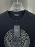 VERSACE JEANS范思哲男裝夏季美杜莎水晶燙鉆T恤修身圓領(lǐng)短袖絲光棉高端男士T恤 黑色 M 曬單實(shí)拍圖