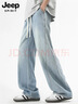 JEEP SPIRIT吉普牛仔褲男士闊腿冰絲休閑褲子男春夏季薄款高端直筒寬松長(cháng)褲 曬單實(shí)拍圖